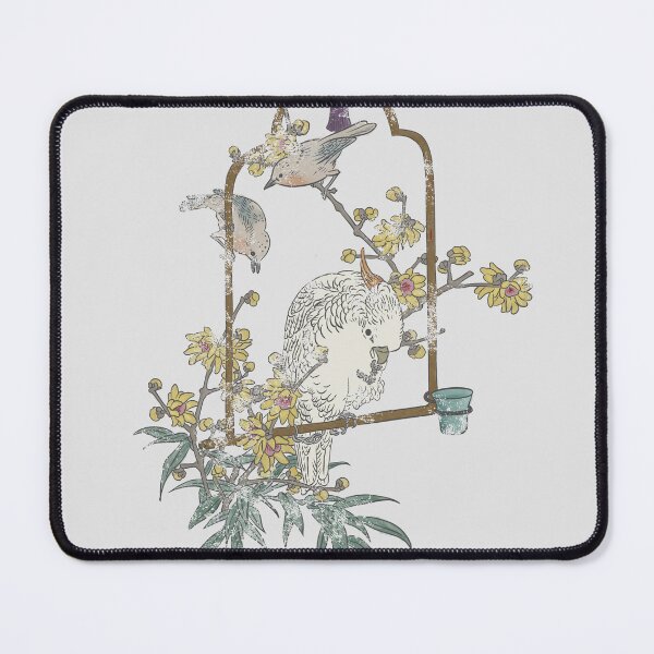 Item preview, Retro Bloom – Avian Gathering | Kacho-ga Inspired Parrot & Plum Design designed and sold by tokomoroJP.