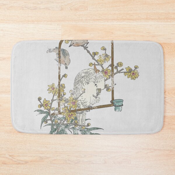 Item preview, Retro Bloom – Avian Gathering | Kacho-ga Inspired Parrot & Plum Design designed and sold by tokomoroJP.