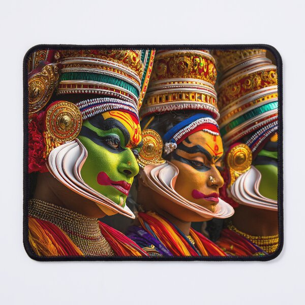 Item preview, Vibrant Kathakali Performers in Colorful Attire designed and sold by Artessie.