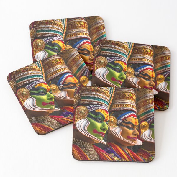 Item preview, Vibrant Kathakali Performers in Colorful Attire designed and sold by Artessie.