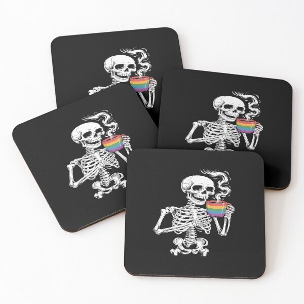 Item preview, Skeleton Drinking Coffee Gay Pride  designed and sold by TorjeARTStore.