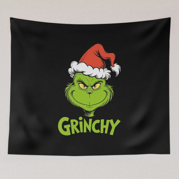 Item preview, Iconic Grinchy Face with Santa Hat Funny Christmas Design designed and sold by 89BLACK.