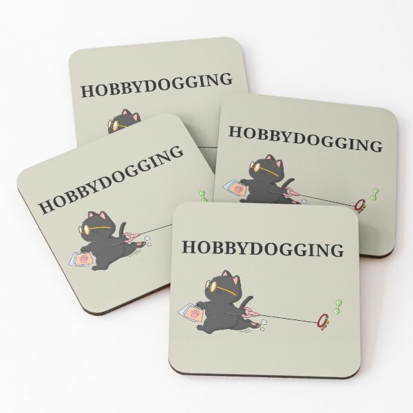 Item preview, “Hobbydogging — Cat Walking Invisible Dog with Shopping Bags” designed and sold by BlackCat Vibe.