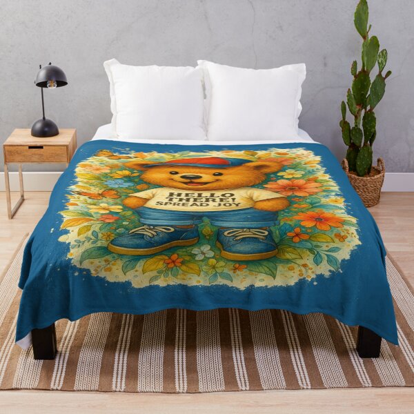 Item preview, Spread Joy – Happy Bear with Flowers and Butterflies designed and sold by alizo74.