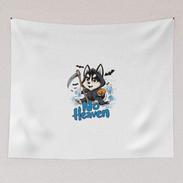 Item preview, No Heaven Dog – Cool Grim Reaper Husky Cartoon Design | Street Art T-Shirt devil dog funnny t-shirt designed and sold by No Heaven.
