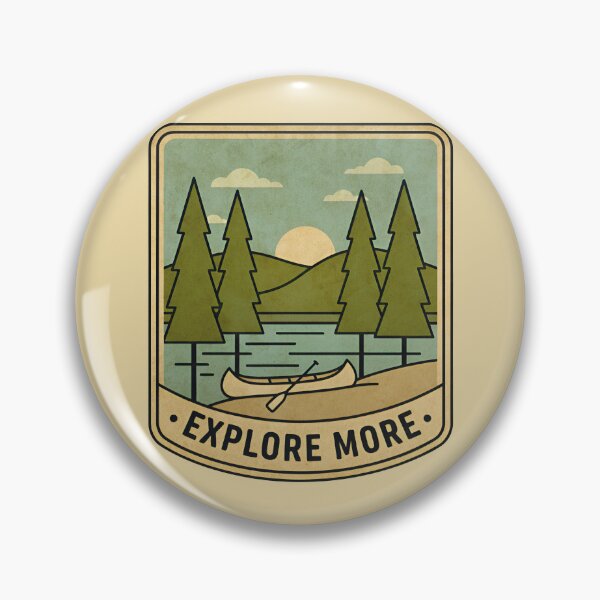 Item preview, Explore More – Retro Camping Adventure Badge Design designed and sold by Imaginationbeyond.