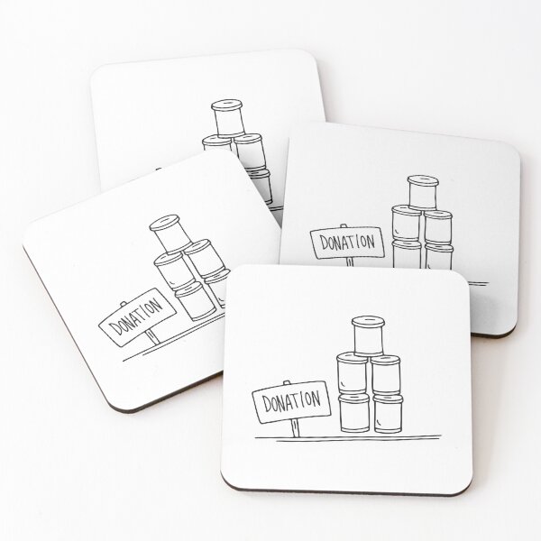 Item preview, Stacked tins placed beside a donation sign on a table designed and sold by rasagamastore.