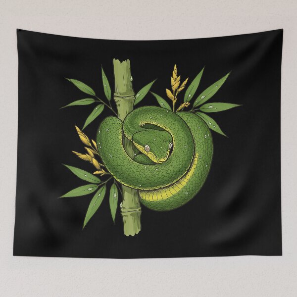 Item preview, Bamboo Pit Viper with Rainforest Leaves designed and sold by BirdsnStuff.