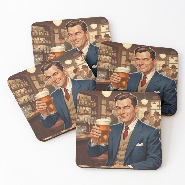 Item preview, "In Dog Beers, I’ve Only Had One" – Vintage 1950s Pub Gentleman Poster designed and sold by Cozy-Old-Pub.