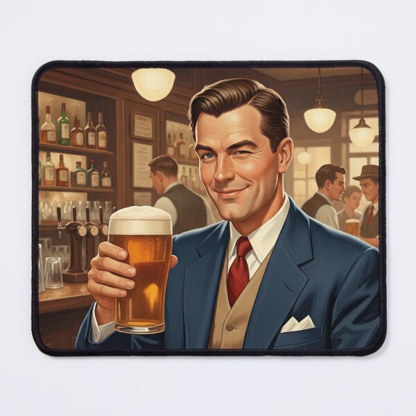 Item preview, "In Dog Beers, I’ve Only Had One" – Vintage 1950s Pub Gentleman Poster designed and sold by Cozy-Old-Pub.