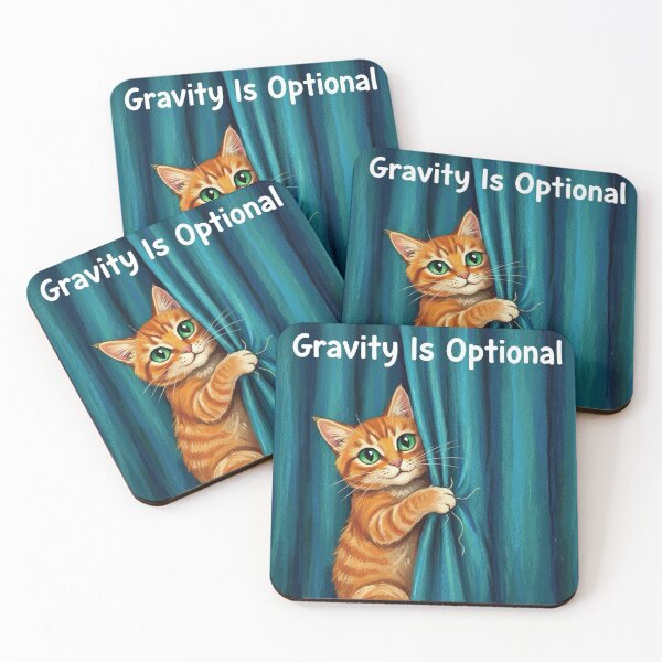 Item preview, Gravity Is Optional Cat Climbing Curtain Funny Pet Design designed and sold by Ankkkita.