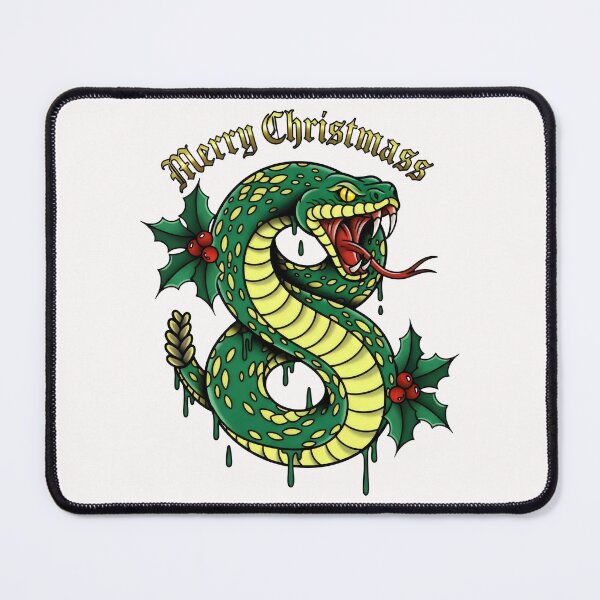 Item preview, Tattoo-Inspired Snake Entwined with Festive Holly and Berry Motif designed and sold by SplashTastic.