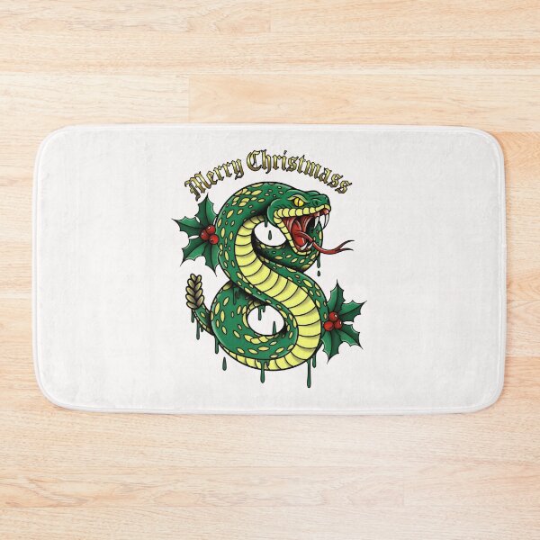 Item preview, Tattoo-Inspired Snake Entwined with Festive Holly and Berry Motif designed and sold by SplashTastic.