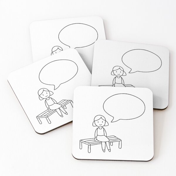 Item preview, A talk bubble beside a person sitting on a bench designed and sold by rasagamastore.