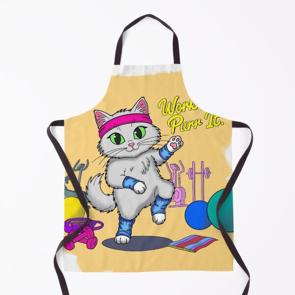 Item preview, “Work It. Purr It. — Retro Fitness Cat” designed and sold by BlackCat Vibe.