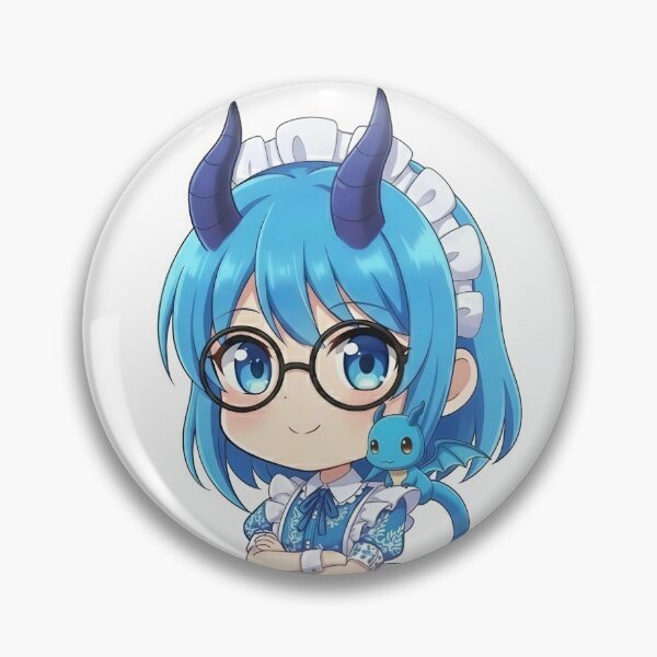 Item preview, Chibi Blue Dragon Maid with Glasses designed and sold by DomeGeekArt.