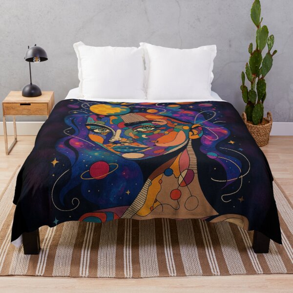 Item preview, Galactic Muse – Psychedelic Space Woman Portrait in Cosmic Colors designed and sold by DzurDesigns .