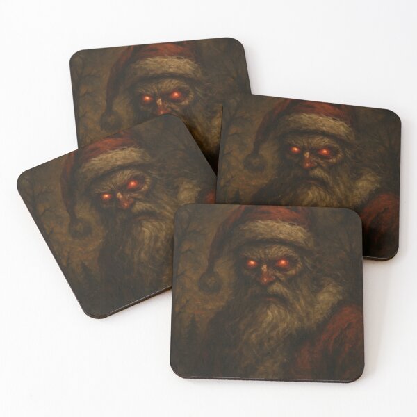 Item preview, A Scary Sinister Santa Clause with Glowing Eyes Lurks in the Shadows Portrait designed and sold by Theriddler1.
