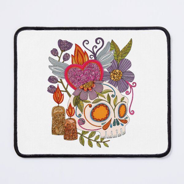 Item preview, Flaming Heart and Floral Skull Art designed and sold by CareTopping.