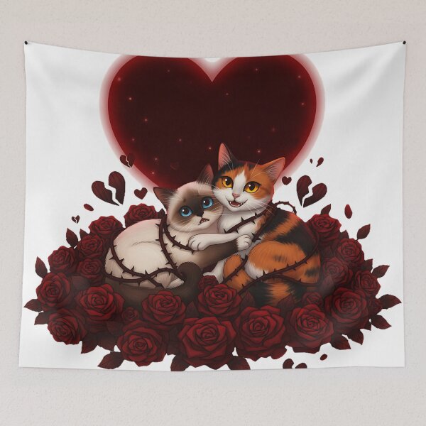 Item preview, Thorns & Moonlight, Love never blooms without pain. Dark romance, gothic cat art, moody Valentine theme designed and sold by meesub.