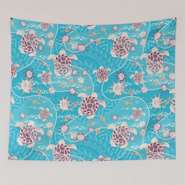 Item preview, Hawaii Lemon turtles on a Turquoise background designed and sold by Alex  Blud.