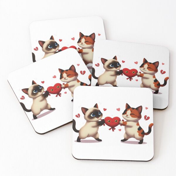 Item preview, Tug-of-Love,  Love is a battle of paws. Romantic comedy art, meme-style cats, playful Valentine scenes designed and sold by meesub.