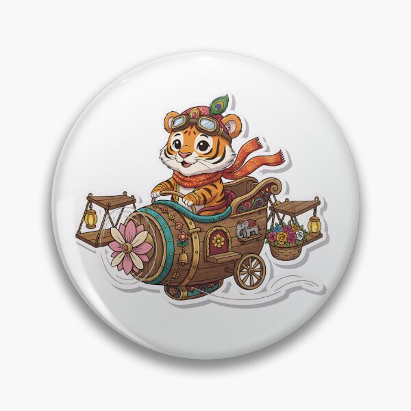 Item preview, Cute Steampunk Tiger Flying Carriage Sticker | Whimsical Jungle Pilot designed and sold by XM STOREZ .