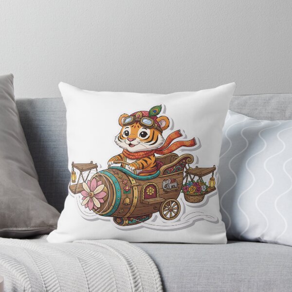Item preview, Cute Steampunk Tiger Flying Carriage Sticker | Whimsical Jungle Pilot designed and sold by XM STOREZ .