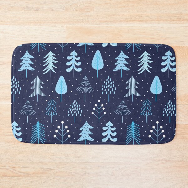 Item preview, Winter christmas festive holiday trees botanical icy blue navy white designed and sold by Nicola-Rowe.