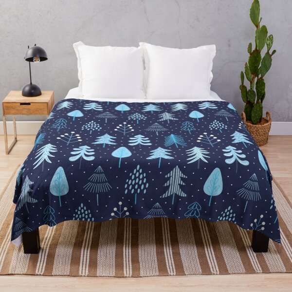 Item preview, Winter christmas festive holiday trees botanical icy blue navy white designed and sold by Nicola-Rowe.