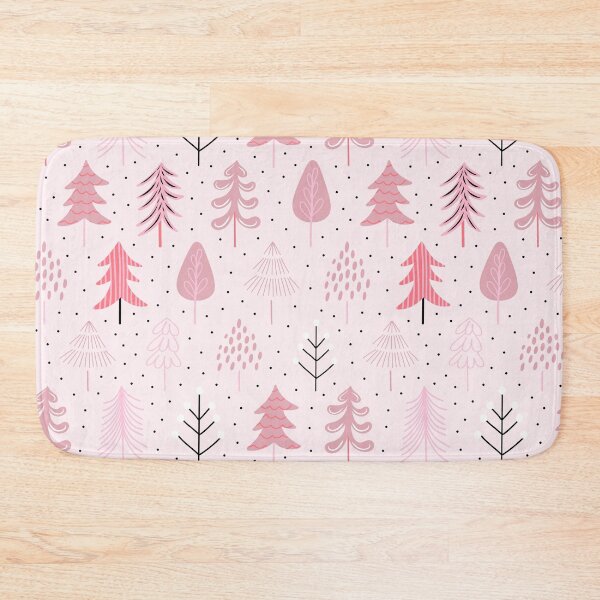 Item preview, Winter christmas festive holiday trees botanical rosy pink white black designed and sold by Nicola-Rowe.