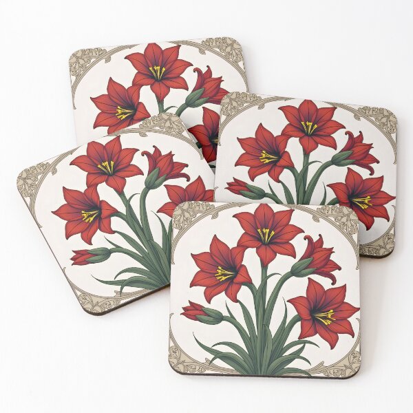 Item preview, Art Deco style Illustration of Amaryllis Flowers designed and sold by Petalandfur.