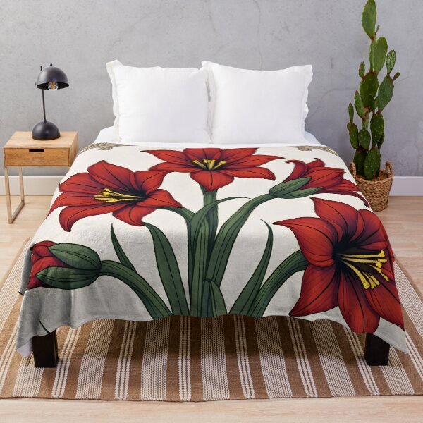 Item preview, Art Deco style Illustration of Amaryllis Flowers designed and sold by Petalandfur.
