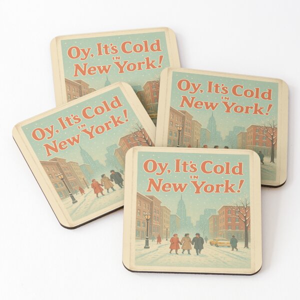 Item preview, Oy, It’s Cold in New York! – Retro Christmas Postcard with Taxi, Tree & Holiday Lights designed and sold by Globalcitytees.