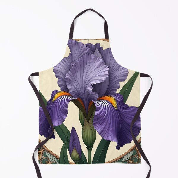 Artikelvorschau, Illustration von lila Irisblüten im Art-Deco-Stil entworfen und verkauft von Petalandfur.