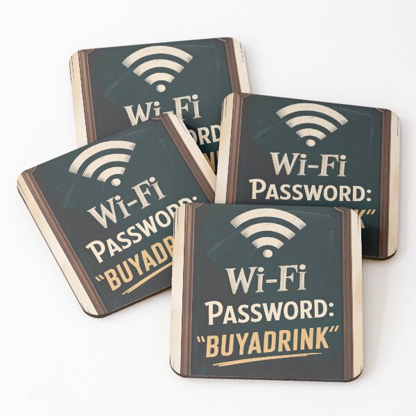 Item preview, "Pub Wi-Fi Password: ‘BuyADrink’" – Vintage 1950s Chalkboard Poster designed and sold by Cozy-Old-Pub.