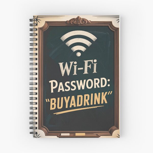 Item preview, "Pub Wi-Fi Password: ‘BuyADrink’" – Vintage 1950s Chalkboard Poster designed and sold by Cozy-Old-Pub.