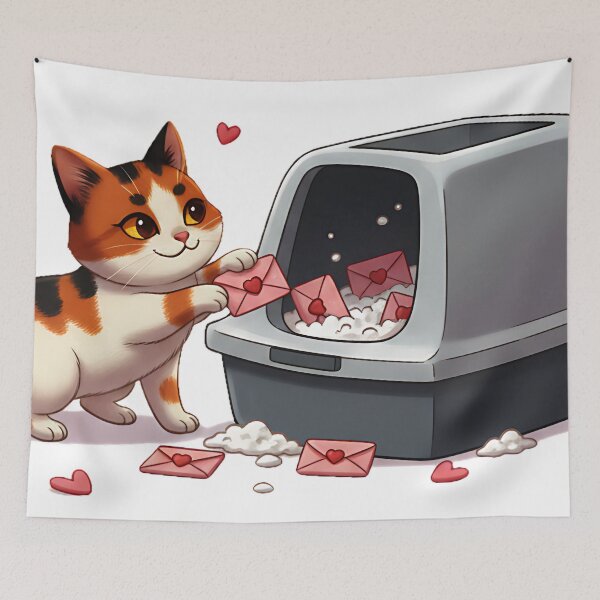 Item preview, Litter Love Letters, When romance meets reality. Funny cat art, meme-style Valentine, comedy illustrations designed and sold by meesub.