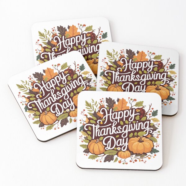 Item preview, Happy Thanksgiving Pumpkins, Pine Cones and Cranberries Design designed and sold by MakersFolly.