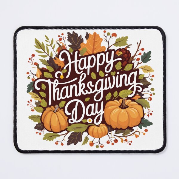 Item preview, Happy Thanksgiving Pumpkins, Pine Cones and Cranberries Design designed and sold by MakersFolly.