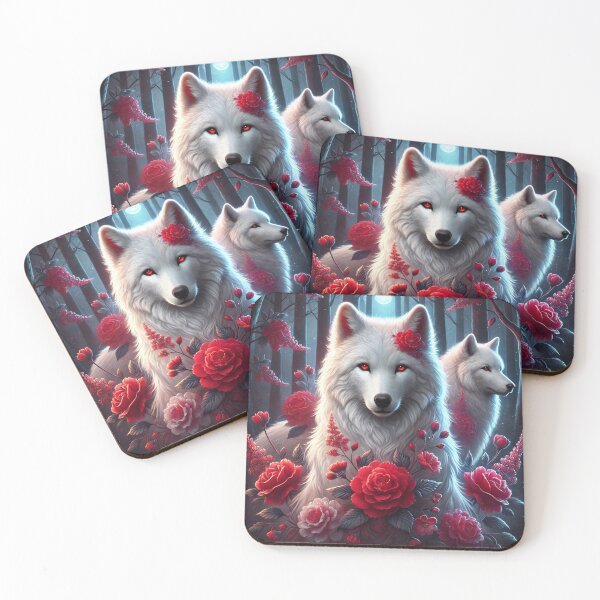 Item preview, White Wolves and Scarlet Roses – Guardians of the Moon designed and sold by Tommandjerry.