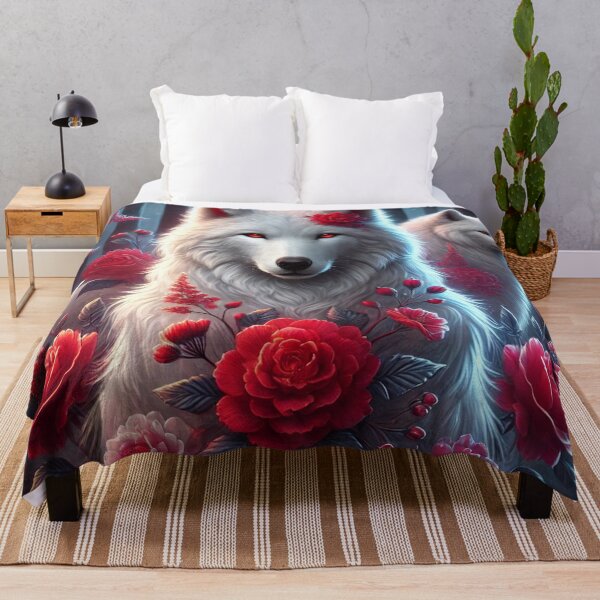 Item preview, White Wolves and Scarlet Roses – Guardians of the Moon designed and sold by Tommandjerry.