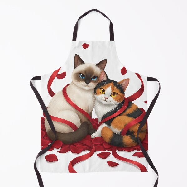 Item preview, Ribbon & Rose Chaos  ,Two hearts, one tangled mess.  Whimsical love art, romantic cats, kawaii Valentine illustration designed and sold by meesub.