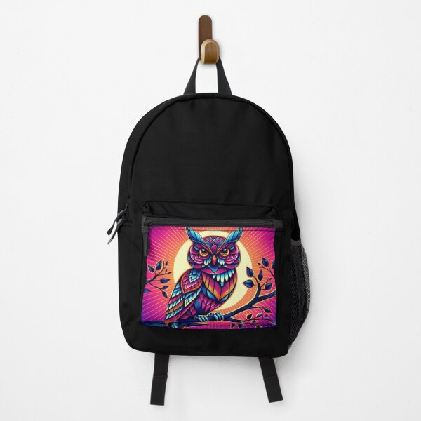 Item preview, "Psychedelic Owl Under Moonlight – Vibrant Geometric Forest Art" designed and sold by Dogandesighn.
