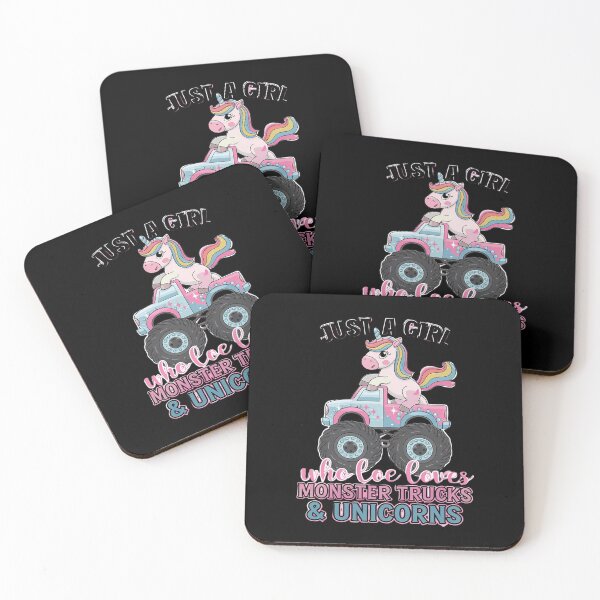 Item preview, Just a Girl Who Loves Monster Trucks and Unicorns designed and sold by HuValverdeArt.
