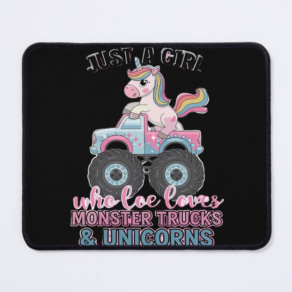 Item preview, Just a Girl Who Loves Monster Trucks and Unicorns designed and sold by HuValverdeArt.