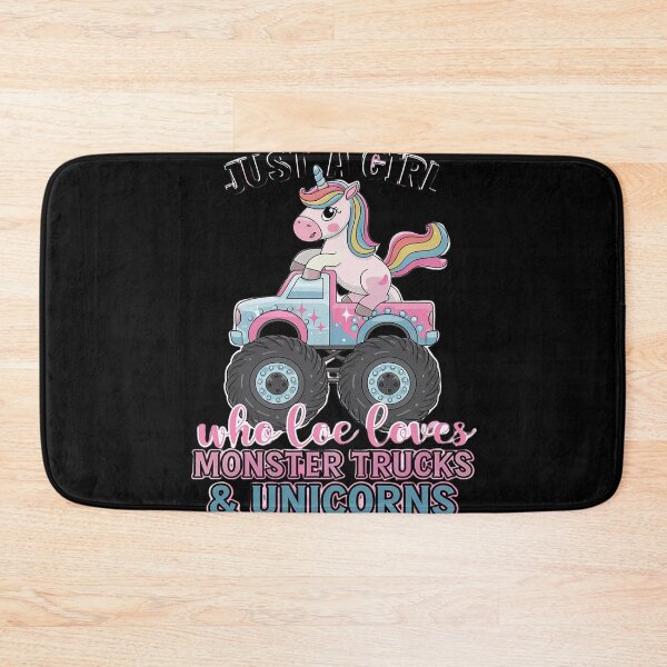Item preview, Just a Girl Who Loves Monster Trucks and Unicorns designed and sold by HuValverdeArt.