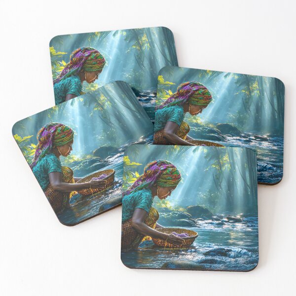 Item preview, Woman Collecting Water in Tropical Forest Setting designed and sold by Artessie.