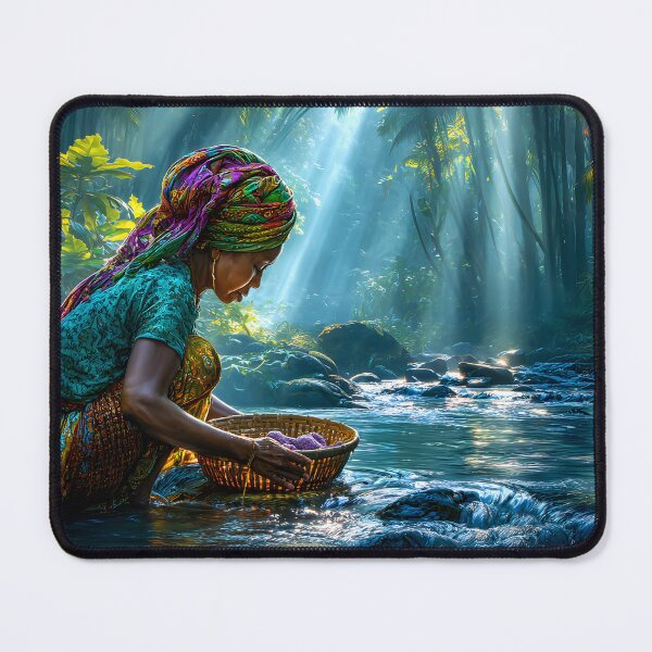 Item preview, Woman Collecting Water in Tropical Forest Setting designed and sold by Artessie.