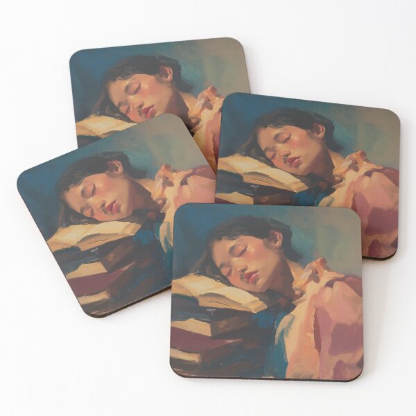 Item preview, Girl Sleeping on Books - Dreamy Vibes designed and sold by trajeado14.